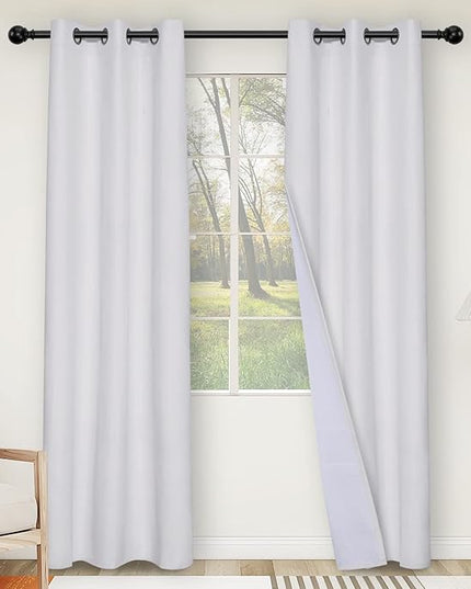 Easy-Going Linen Look Blackout Curtain Grommet Window Curtain Drapes for Bedroom, Living Room Thermal Insulated Room Darkening (2 Panels, 42x84 inch, White)