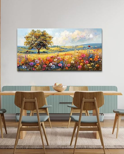 hyidecorart Canvas Wall Art For Living Room Wall Decor For Bedroom Office Decorations Field Pictures Artwork Flower Scenery Watercolour Wall Paintings Aesthetic Room Home Decor Ready to Hang
