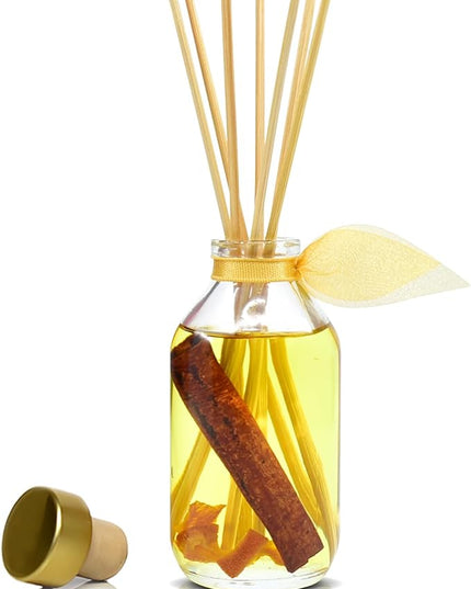 LOVSPA Reed Diffuser Set, Spiced Pomander Orange Cinnamon Scented Oil Diffuser with Sticks, Home Fragrance Accessories for Bathroom Shelf Decor, Aroma Diffusers for Home or Office Desk, USA Made