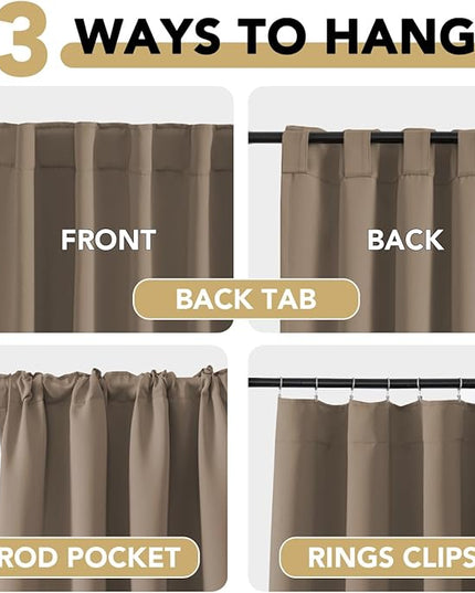H.VERSAILTEX Blackout Curtains Thermal Insulated Window Treatment Panels Room Darkening Blackout Drapes for Living Room Back Tab/Rod Pocket Bedroom Draperies (2 Panels, Macchiato, 42 x 63 Inch)