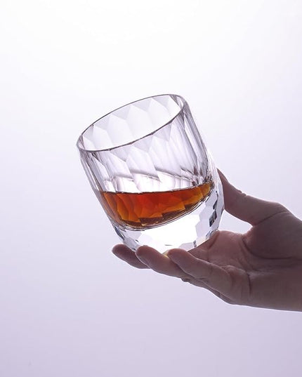 KAMMAK Whiskey Glasses Set of 2, 7.1 oz (210 ml) Old Fashioned Tumbler, Thick Base Crystal Glass with Delicate Rim & Seamless Design for Scotch, Bourbon, Cocktails, Lead-Free Barware