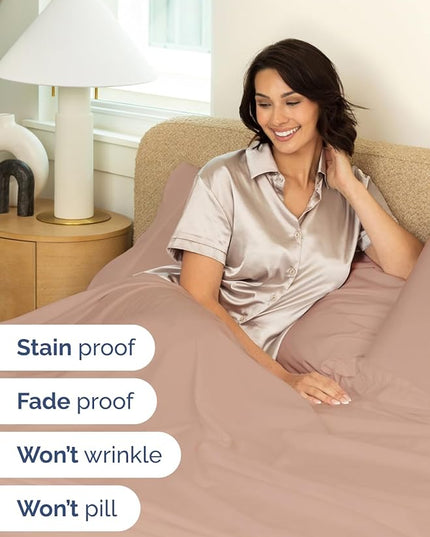 Extra Deep Cal King Sheet Set - 6 Piece Breathable & Cooling Sheets - Hotel Luxury Bed Sheets Set - Easy & Secure Fit - Soft, Wrinkle Free & Comfy Sheets Set - Mauve Sheet Set with Extra Deep Pockets