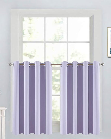 Yakamok Blackout Small Window Curtains with Grommet Top, Room Darkening Thermal Insulated Window Panel Drape for Bedroom Bathroom, 52Wx36L, Lilac, 2 Panels