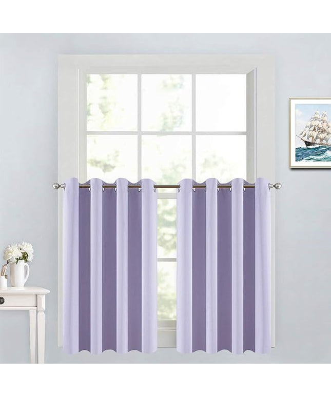 Yakamok Blackout Small Window Curtains with Grommet Top, Room Darkening Thermal Insulated Window Panel Drape for Bedroom Bathroom, 52Wx36L, Lilac, 2 Panels