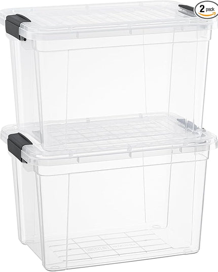 Superio Clear Storage Boxes with Lids, 8.75 Quart Plastic Container Bins for Organizing, Stackable Crates, BPA Free, Non Toxic, Odor Free, Organizers for Home, Office, School, and Dorm