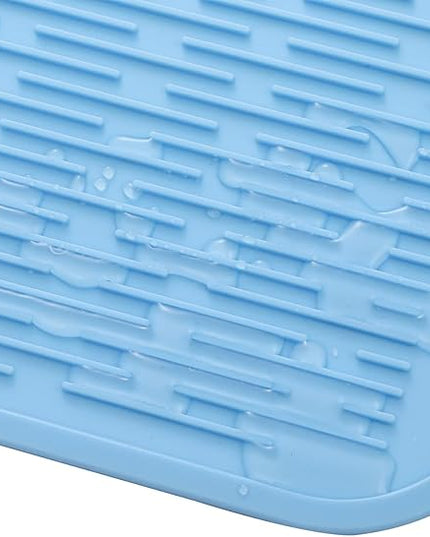 Silicone Dish Drying Mat for Multiple Usage,Easy clean,Eco-friendly,Heat-resistant Silicone Mat for Kitchen Counter or Sink,Refrigerator or Drawer Liner Light Blue XL 18 inches x 16 inches