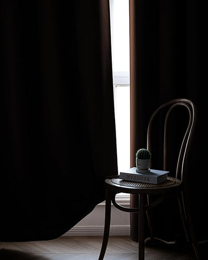 Custom Curtains for Living Room 1 Panel, Blackout Curtains Thermal Insulated, Grommet Light Blocking Drapes for Bedroom Windows Luxury Decor(Custom Size,Chocolate