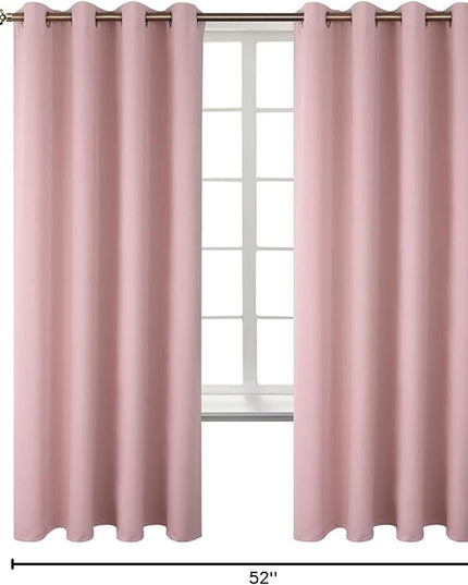 BGment Room Darkening Curtains 72 Inches Long - Grommet Thermal Insulated Drapes Window Treatment Curtains for Bedroom, 2 Panels, 52 x 72 Inch, Baby Pink