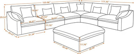 WJShome Cloud Couch for LivingRoom,153" U Shaped Modular Sectional Sofa with Ottoman,Down Filled 7 Seater Convertible Sleeper Sofa Bed Oversized Furniture Sets,Black