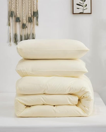 Houseri Ivory Comforter Set Cal King Beige Bedding Comforter California King Cream Yellow Comforter Sets Oversized for Men Women Off-White Bedding Beige Yellow Comforter Blanket Cal King Sized