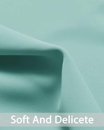 Yakamok 36 Inch Blackout Curtains Panels with Grommets, Aqua Room Darkening Thermal Insulated Window Drapes for Living Room/Bedroom, W52 x L36, Aqua, 2 Panels