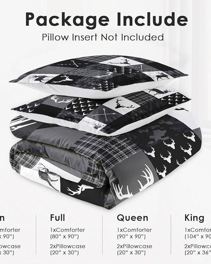 King Size Comforter Set with 2 Pillowcases, Camouflage Camo Military 3 Pcs Bedding for Kids and Adults, Army Vintage Hunting Deer Soft Comforter Set for Bedroom Bed Decor