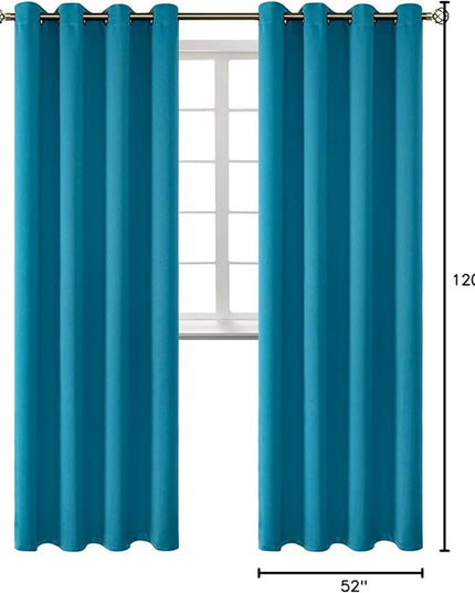 BGment Blackout Curtains - Grommet Thermal Insulated Room Darkening Bedroom and Living Room Curtains, Set of 2 Panels (52 x 120 Inch, Peacock Blue)