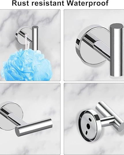 Newfun 10-Pieces Bathroom Hardware Set, Includes 24 Inch Towel Racks for Bathroom Wall Mounted, Toilet Paper Holder, Towel Hooks for Bathrooms, Towel Rings for Bathroom Wall (Polished Chrome)