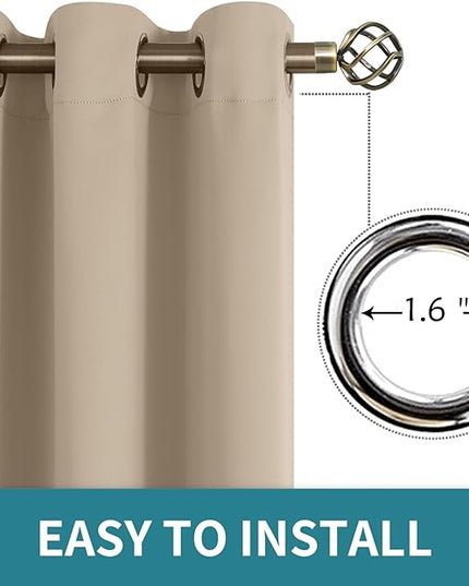 BGment Blackout Curtains - Grommet Thermal Insulated Room Darkening Bedroom and Living Room Curtains, Set of 2 Panels (70 x 84 Inch, Sand)