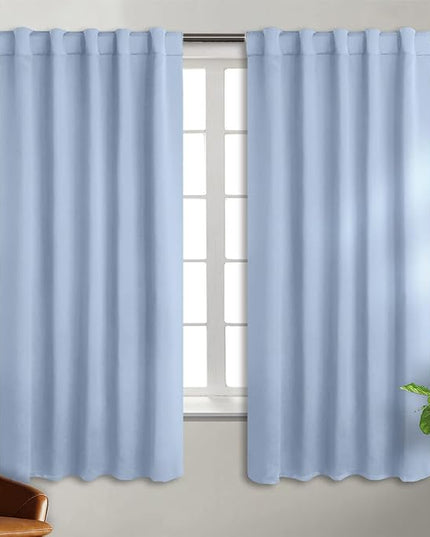 BGment Rod Pocket and Back Tab Curtains for Bedroom - Thermal Insulated Room Darkening Curtains for Living Room, 2 Window Curtain Panels (42 x 63 Inch, Spa Blue)