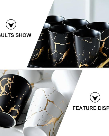 BESPORTBLE 2pcs Ceramic Coffee Mugs with Unique Black Gold Marble Pattern Nordic Style Porcelain Cups for Home Office Cafe Elegant Drinkware for Coffee Tea Juice