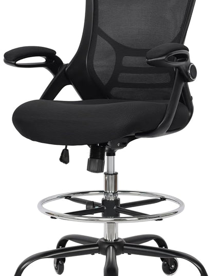 HYLONE Drafting Chair Adjustable, Tall Office Chair Lumbar Support Ergonomic Standing Desk Chair Heavy Duty Tall Drafting Stool for Artists with Footrest Home Office Drafting Stool