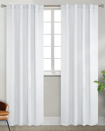 BGment White Curtains 84 inch for Bedroom - Rod Pocket and Back Tab Blackout Curtains Thermal Insulated Room Darkening Curtains for Living Room, 2 Window Curtain Panels (38 x 84 Inch, Greyish White)