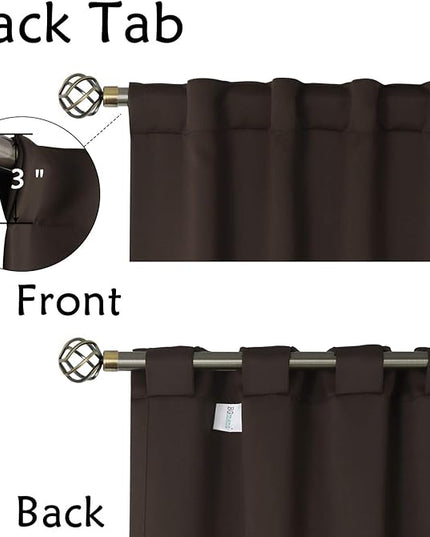BGment Brown Cafe Blackout Curtains 36 Inch Length for Half Windows - 34 x 36 inch Curtains Rod Pocket and Back Tab Thermal Insulated Room Darkening Short Curtains for Kitchen, 2 Window Panels