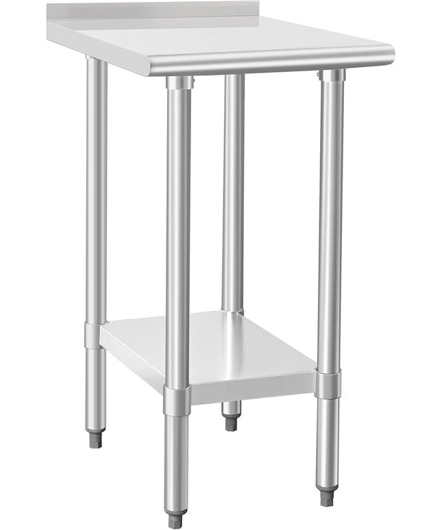 HARDURA Stainless Steel Commercial Work Table Prep Work Metal Table 24×18 Inches with Undershelf and 2" Backsplash Heavy Duty NSF 430 for Kitchen Food Prep