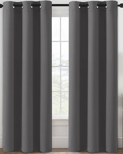 H.VERSAILTEX Blackout Curtains for Bedroom Thermal Insulated Room Darkening Living Room Curtains 84 Inch Long Grommet Privacy Protection Window Curtain Panels/Drapes, 2 Panels, Charcoal Grey