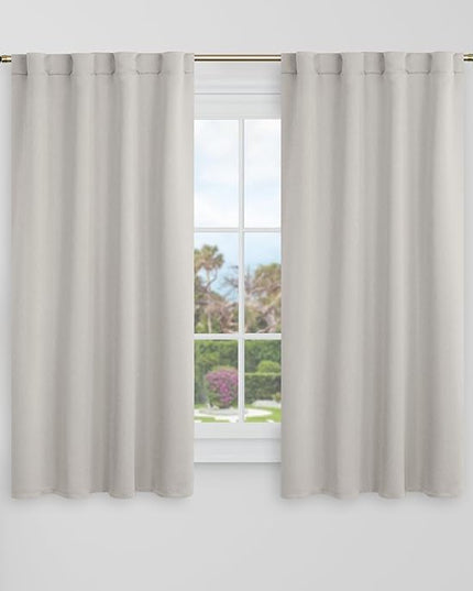 BGment Blackout Curtains 48 Inches Long for Bedroom - 34 x 48 inch Thermal Insulated Noise Reducing Rod Pocket and Back Tab Small Window Curtains for Cafe/Kitchen/Camper, 2 Panels, Natural Camel
