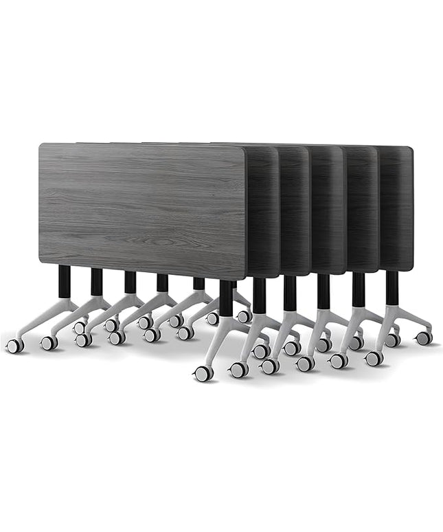 Conference Room Table with Flip-Top Design for Dynamic Meetings, Business Table Computer Desk with Heavy-Duty Frame,Foldable Seminar Meeting Tables for Home Office (6, B, 61IN)