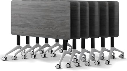 Conference Room Table with Flip-Top Design for Dynamic Meetings, Business Table Computer Desk with Heavy-Duty Frame,Foldable Seminar Meeting Tables for Home Office (6, B, 55.1IN)