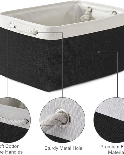 TheWarmHome Storage Basket for Gifts Empty - Large Cubes 3 Pack 15.8x11.8x11.8 inch Storage Bins for Organizing Book Cloth Bathroom Toy (White & Black)