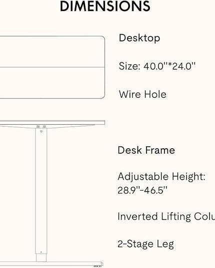 SANODESK Electric Standing Desk 40x24 Inch Height Adjustable Stand Up Desk Home Office Computer Workstation Sit Stand Home Office Desk with Splice Board (White Frame + White Top)