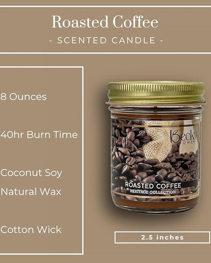 8oz Coffee Scented Candle, Fresh Roast Coffee, Espresso, Macchiato, Large Jar Candles Gift for Men and Women, Clear Glass