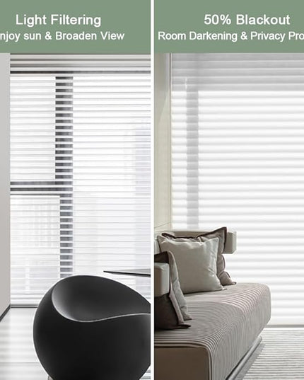 zshine Automatic Shangri La Light Filtering Roller Shades Free Dimming Rechargeable Matter Motor Compatible with Homekit Siri for Living Room 83035A