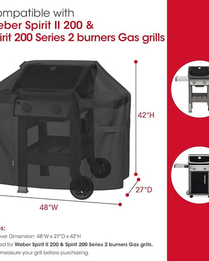 Unicook 48 Inch Grill Cover for Weber Spirit Il 200 and Spirit 200 Series, 2 Burner Gas BBQ Cover for Outdoor Grill, Heavy Duty Waterproof Fade Resistant, Compared to Weber 7138