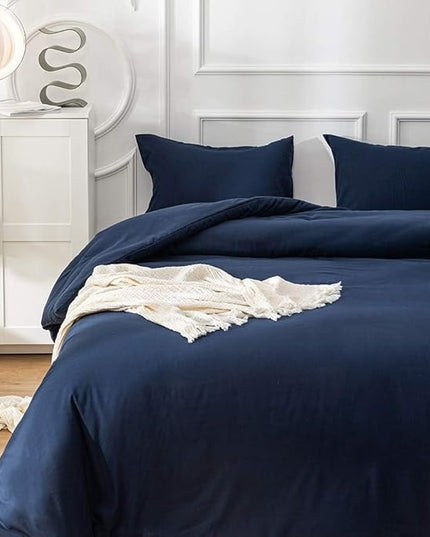 Houseri Navy Blue Comforter Set - Full Size - Ideal for Teen Boys & Girls - Classic Navy Blue Bed Bedding Set - Perfect for Dorm Comforters