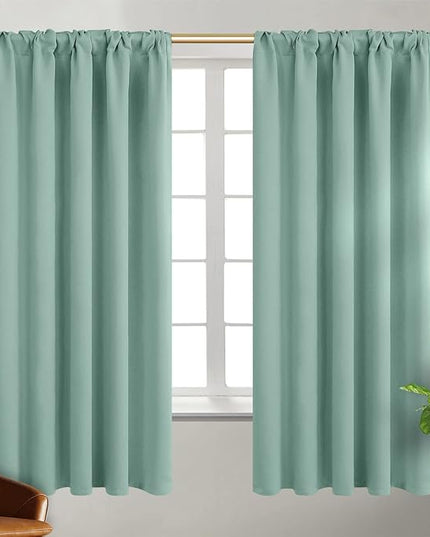 BGment Window Curtains for Bedroom - 72 Inch Rod Pocket and Back Tab Thermal Insulated Room Darkening Curtains for Living Room, 2 Curtain Panels (42 x 72 Inch, Frosty Green)