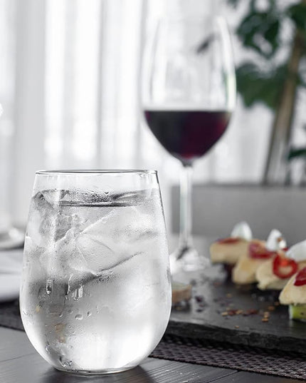 Stemless Wine Glasses for Red or White Wine (Set of 2), 18-Ounces, Large Wine Glasses for Cabernet, Pinot Noir, Burgundy, Bordeaux (CLEAR)