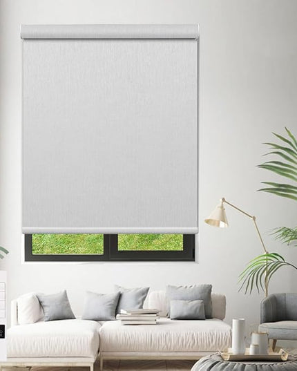 Zshine Motorized Blackout Window Blinds Customize Width (23-95 Inches) Remote Control Wireless and Rechargeable Roller Shades Blinds for Windows, Home, Office, Hotel, Club, Restaurant(82164A)