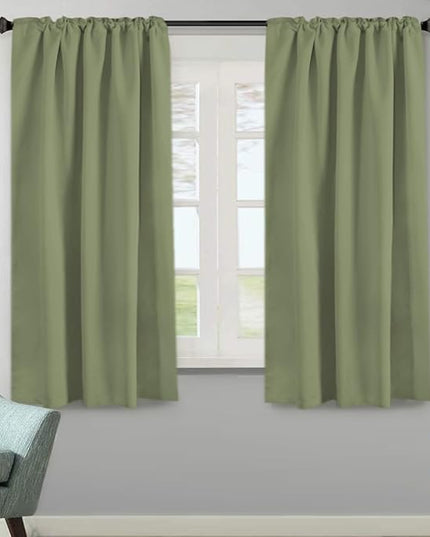 H.VERSAILTEX Blackout Curtains for Living Room Thermal Insulated Window Treatment Panels Room Darkening Blackout Drapes Back Tab/Rod Pocket Bedroom Draperies, 52 x 63 Inch, Sage, 2 Panels