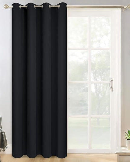 Yakamok Blackout Room Darkening Curtain Panel - Window Treatment Panel for Home Theater, Noise Reducing Drape/Drapery, 52 inches Wide by 84 inches Long, 1 Piece, Black