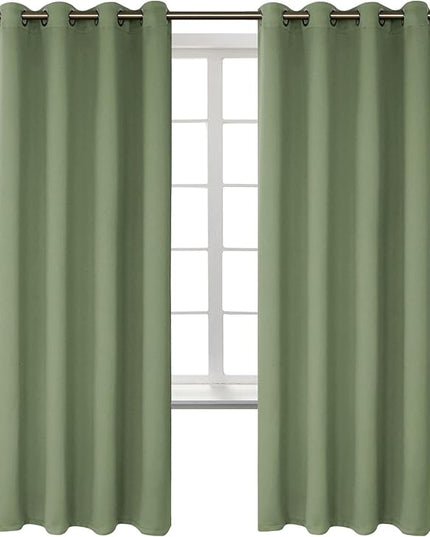 BGment Room Darkening Curtains 72 Inches Long - Grommet Thermal Insulated Drapes Window Treatment Curtains for Bedroom, 2 Panels, 52 x 72 Inch, Grass Green