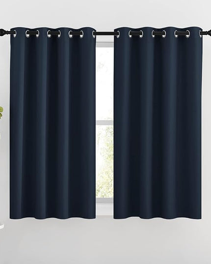 NICETOWN Blackout Curtains and Drapes for Kitchen - Thermal Insulated Solid Grommet Top Blackout Panels/Draperies for Kid's Room (Navy, 1 Pair, 46 x 54 Inch)