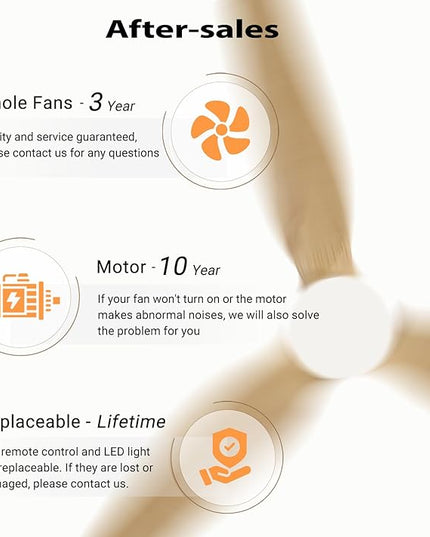 52" Ceiling Fan with Light - Low Profile Flush Mount Ceiling Fan, 6-Speed Remote Control, Solid Wood, Quiet Reversible DC Motor, Boho Style, for Bedroom, Living Room, Porch, Light Oak/White