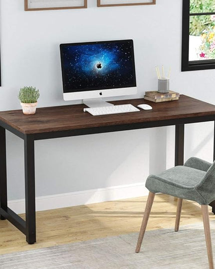 Tribesigns Computer Desk, 55 inch Large Office Desk Computer Table Study Writing Desk Workstation for Home Office, Rustic Brown