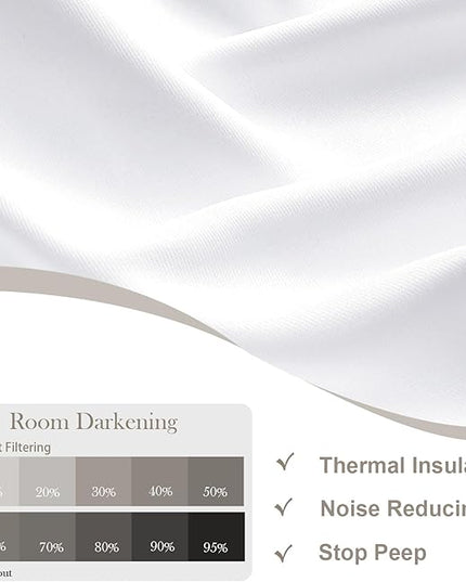 Gwine Light Filtering Curtains for Living Room 63 Inch Long, Thermal Insulated Window Treatment Black Out Curtains for Bedroom Decor with Rod Pocket, Each 40" Wx63 L, Pura White, 2PCS