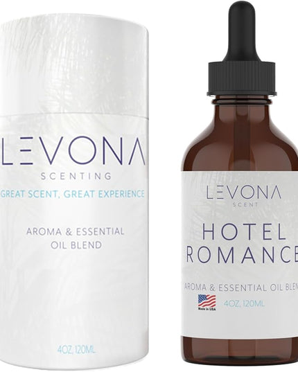 Levona Scent Essential Oil - Aroma for Home, Office, Hotel & Spa, Ideal for Humidifiers & Diffusers, Fragrance with Grapefruit Peel, Fresh Lemon, Litsea - 120ml / 4 fl oz, Hotel Romance