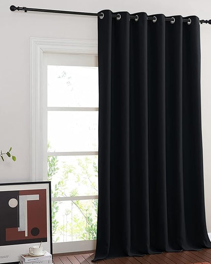 NICETOWN Blackout Curtain for Sliding Glass Door, Patio Door Curtains, Thermal Insulated Wide Drapes/Draperies Light Blocking for Bedroom/Porch (Black, 1 Panel, 80" W by 108“)