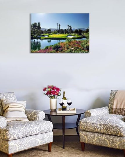chenchenArt Indian Wells Golf Course Wall Art Picture Golf Course Poster Wall Decor for Living Room Bedroom Home Decorations Golf Artwork Canvas Prints Framed Ready to Hang(28''H x 44''W)