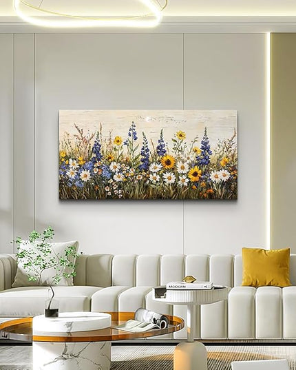 ERQINHUA Farmhouse Wall Art For Living Room Canvas Wall Decor For Bedroom Office Dining Room Decor Boho Printing Paintings Flowers Watercolour Wall Pictures Ready To Hang Family Home Decor 20"X40"
