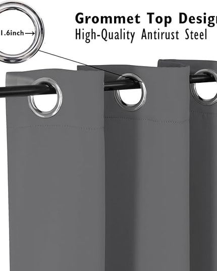 ChrisDowa Small Window Curtains 50 inches Long for Bedroom - Grommet Short Thermal Insulated Room Darkening Curtains for Kitchen (2 Panels, Grey, 29 x 50 Inch)